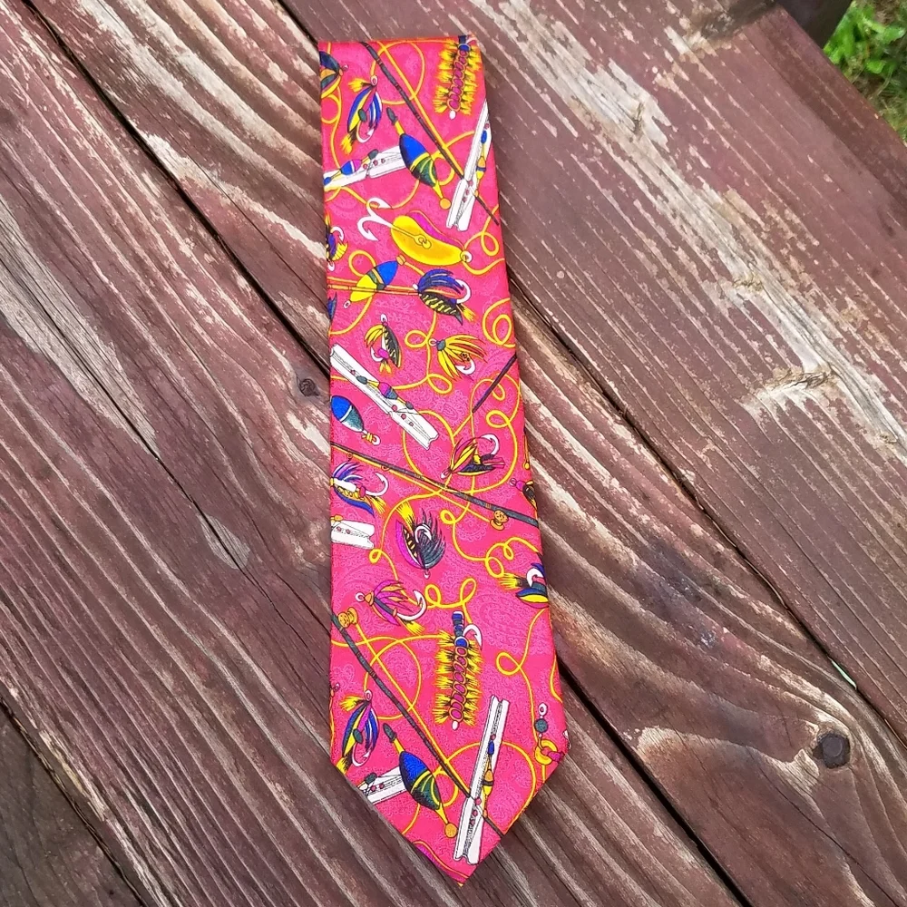 PAPELL Fishing Themed Tie - 100% Silk